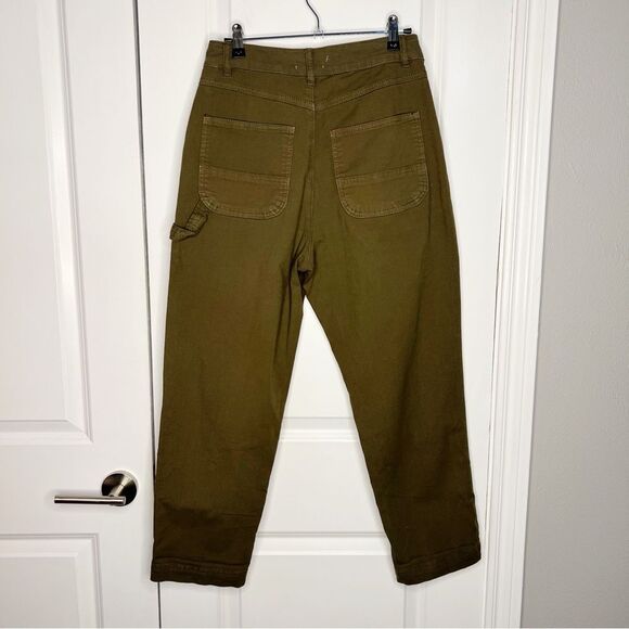 Marine Layer Olive Green Maya Utility Carpenter Mid Rise Slim Straight Pants 6 - Picture 4 of 7